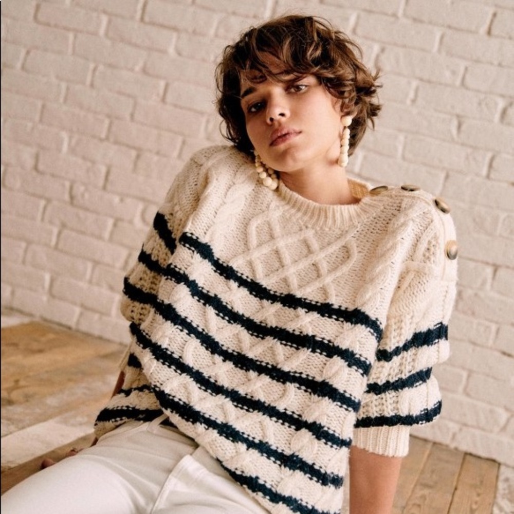 BRAND NEW Sézane Gael Jumper (Ecru/Navy)